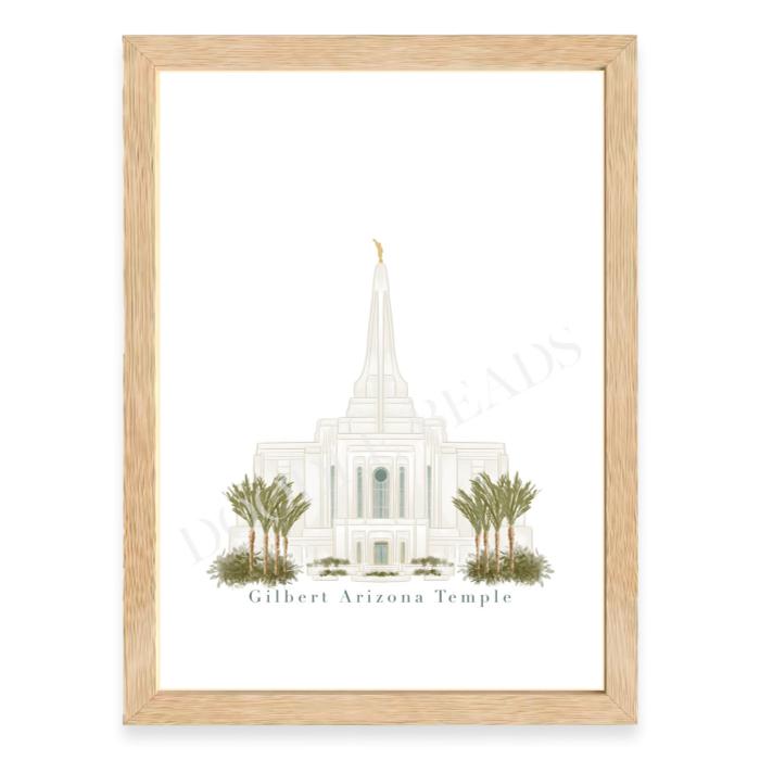 Gilbert Arizona Temple Print, Watercolor Art, 8×10,5×7, & Bookmark