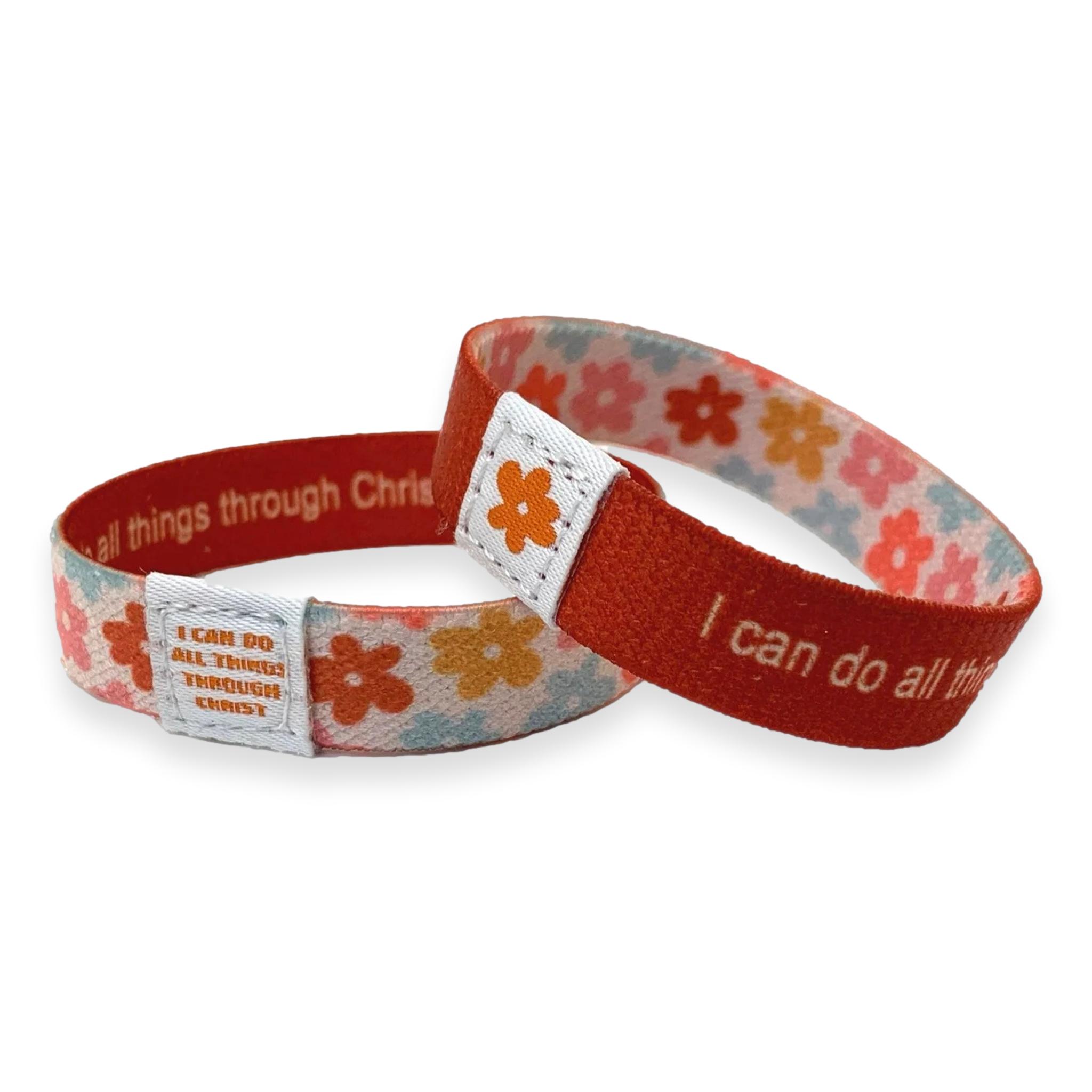 I Can Do All Things Through Christ Wristband Bracelet,  Daisy