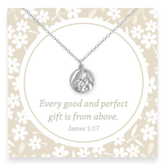 Mother and Baby Medallion Necklace, Every Good and Perfect Gift is From Above