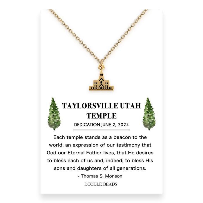 Taylorsville Utah Temple Charm Necklace