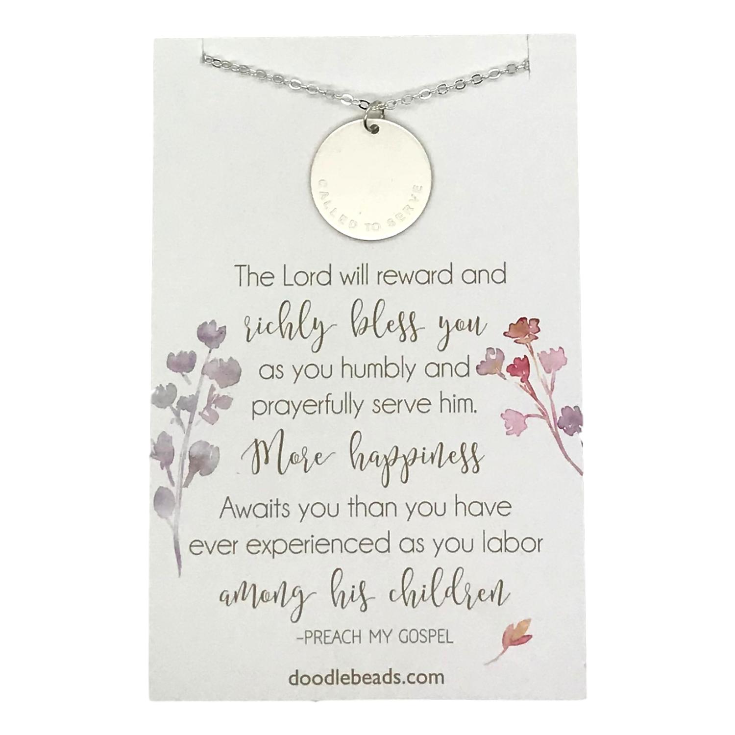 “Called to Serve�?Stamped Round Charm Necklace, “The Lord Will Reward You�?