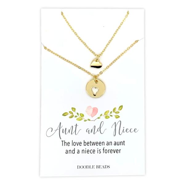 Aunt-Niece 2 Layering Heart Necklaces
