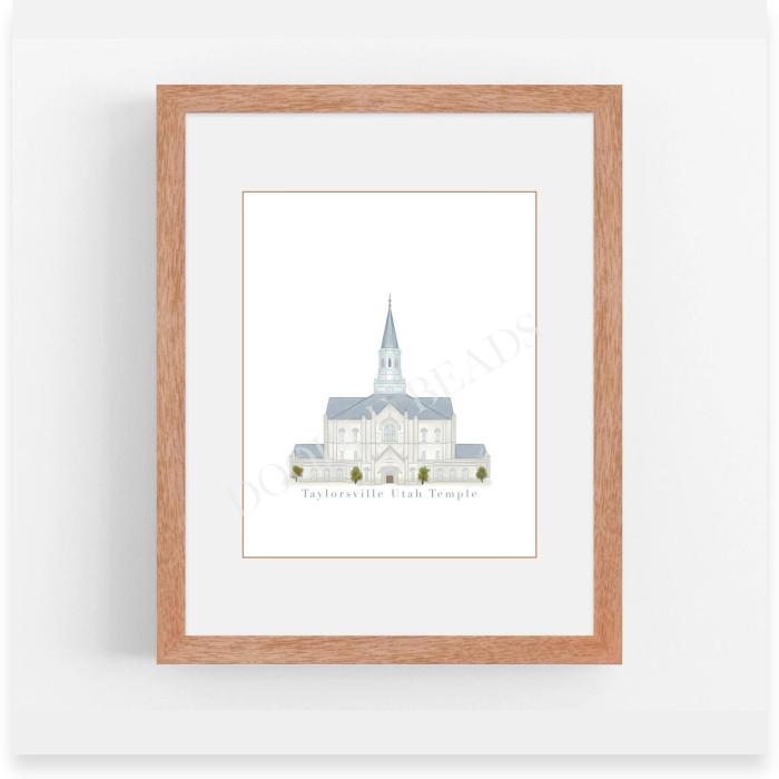 Taylorsville Utah Temple Print, Watercolor Art, 8×10, 5×7 & Bookmark
