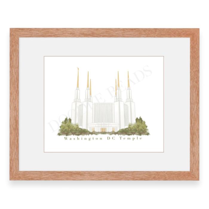 Washington DC Temple Print, Watercolor Art, 5×7, 8×10 & Bookmarks