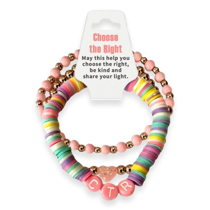 CTR Choose The Right 3 piece Heishi Beaded Friendship Bracelet Gift Set for Girls