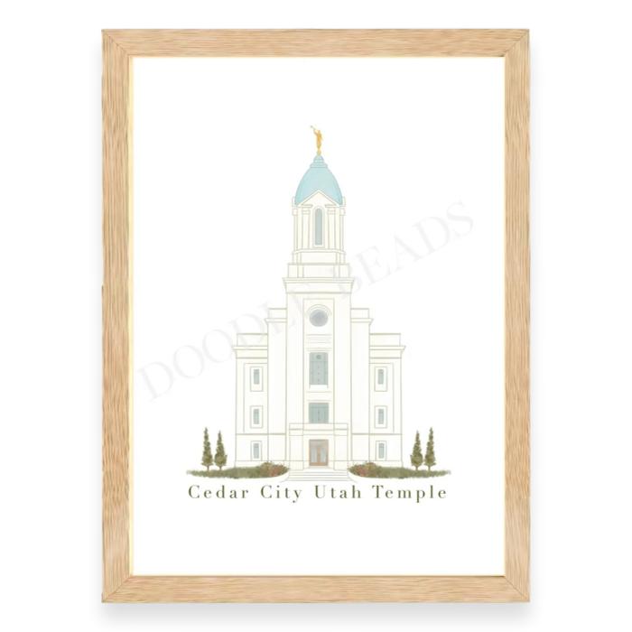 Cedar City Utah LDS Temple Print, Watercolor Art, 8×10, 5×7 and Bookmark