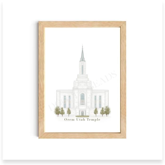 Orem Utah Temple Print, Watercolor Art