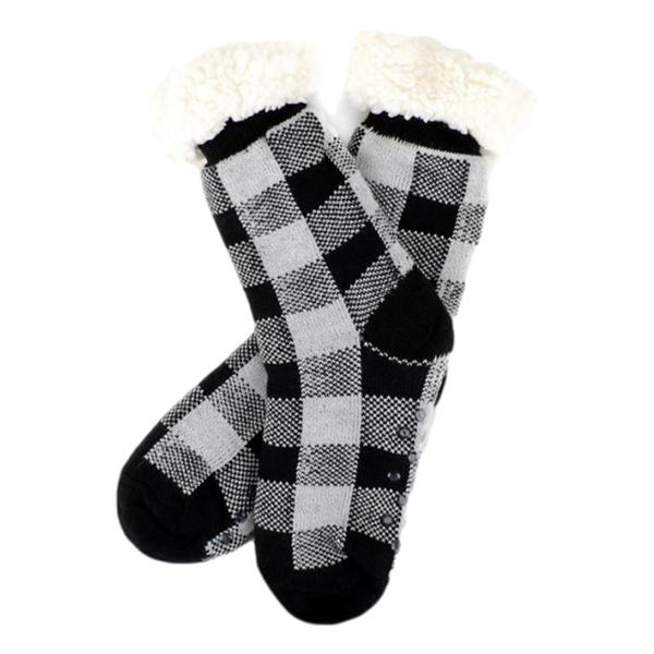 Buffalo Plaid  Sherpa Socks For Women