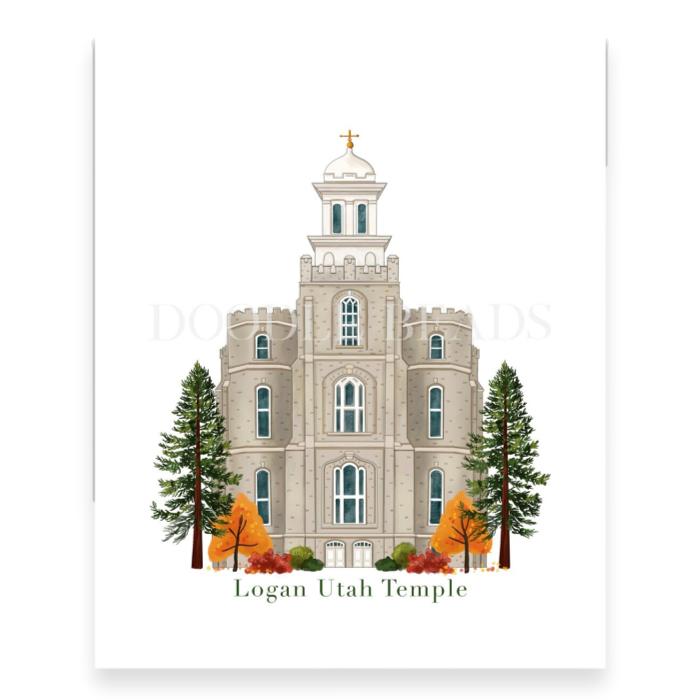 Logan Utah LDS Temple Print, Watercolor Art, 8×10, 5×7, Bookmark