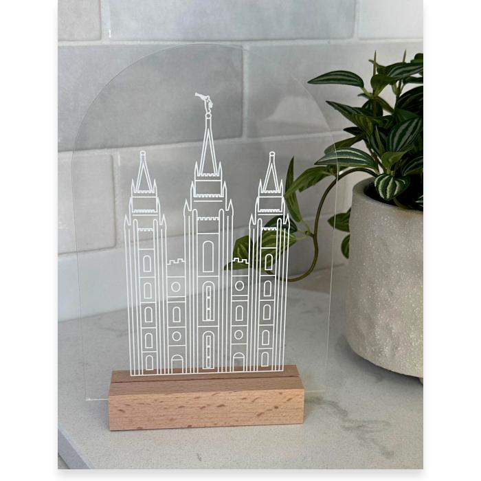 Salt Lake Temple Acrylic Art �?Engraved LDS Temple Picture