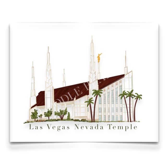 Las Vegas Temple Watercolor Art Print