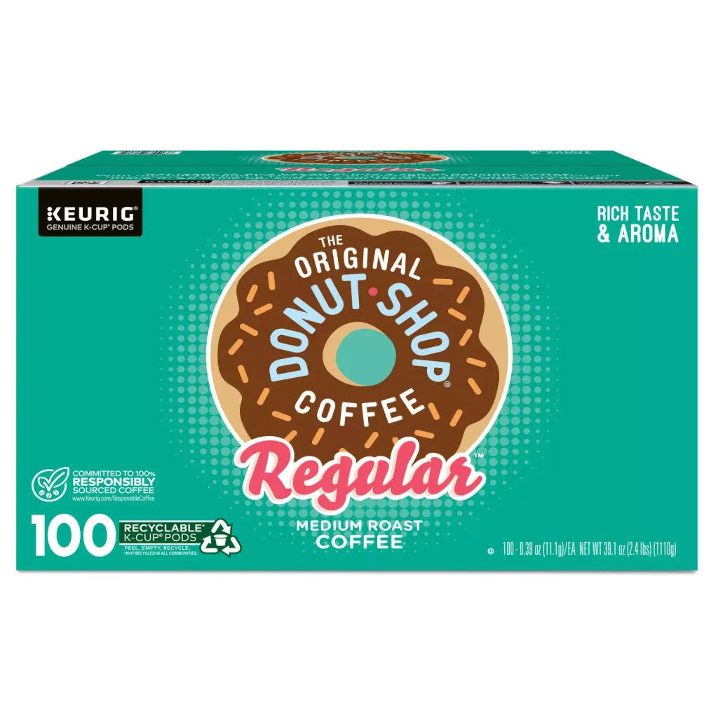 The Original Donut Shop Medium Roast Coffee Pods, 100 Count – Compatible with Keurig K-Cup Brewers, Kosher Certified
