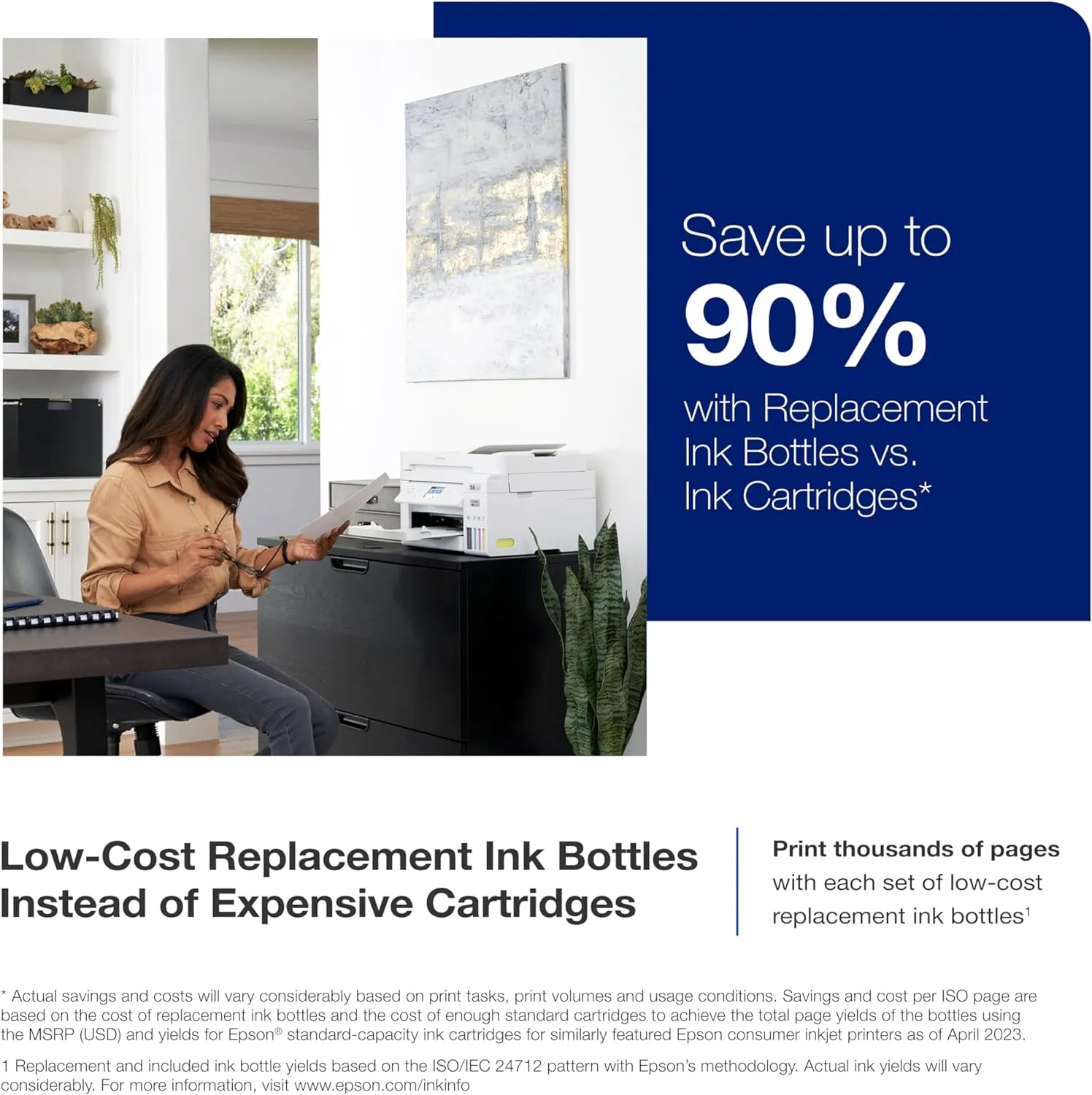 ET-4800 Wireless All-in-One Cartridge-Free Supertank Printer with Scanner, Copier, Fax, ADF and Ethernet – Ideal-for Your Home Office, White