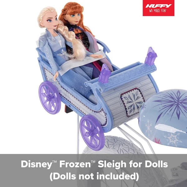 Disney Frozen Bike with Doll Carrier Sleigh for Girl's, 12 in., White and Purple by Huffy