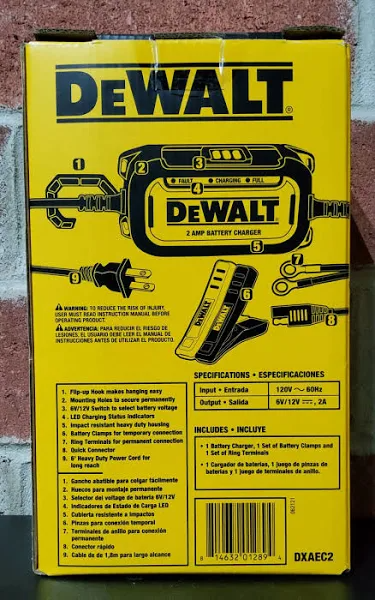 DeWalt 2 Amp Automotive Battery Charger/Maintainer, DXAEC2