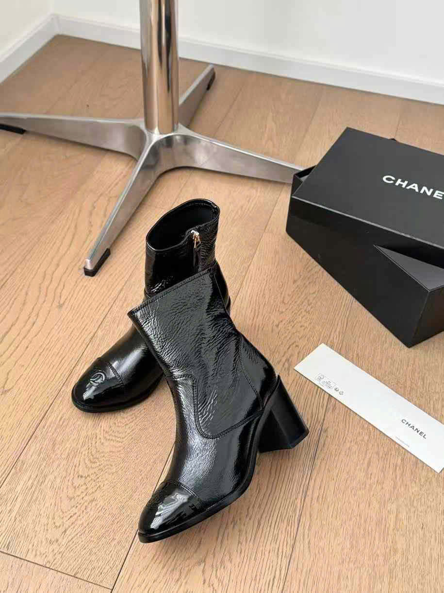 (1:1 replica) Chanel C Logo Ankle Boots
