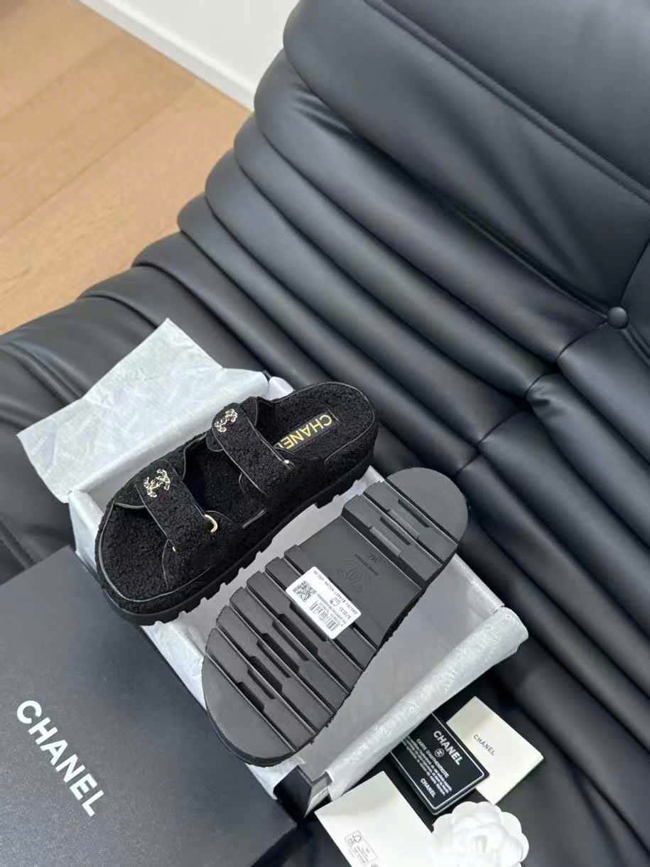 (1:1 replica) Chanel Wool Slipper Sandals