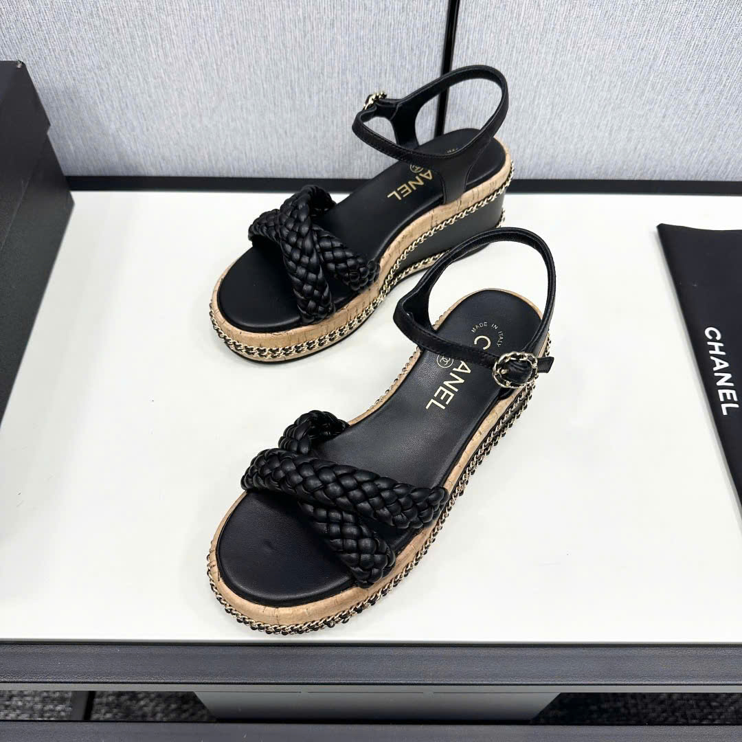 (1:1 replica) Chanel C Logo Women s Wedge Sandals