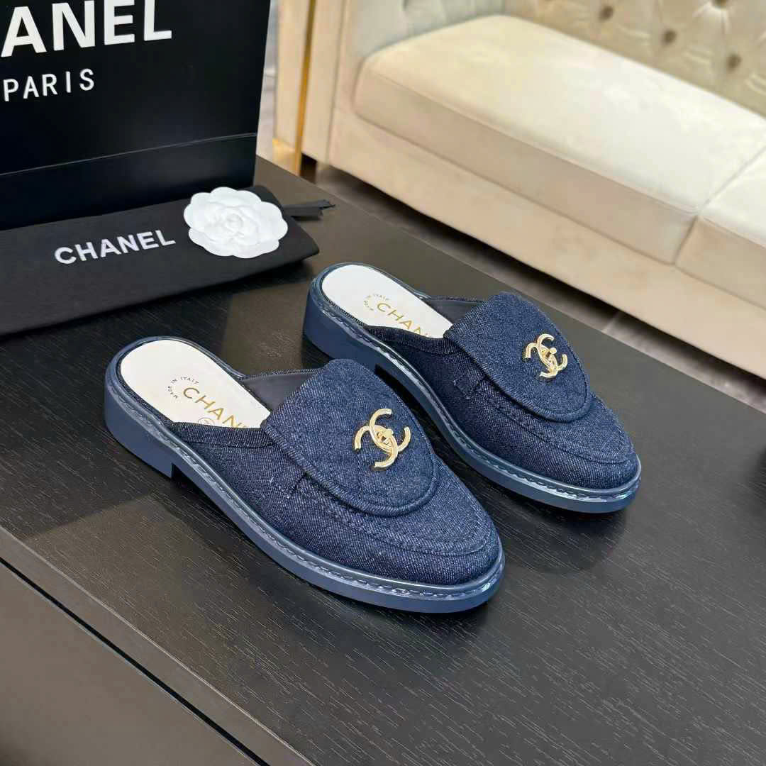 (1:1 replica) Chanel C Buckle Open Back Shoes