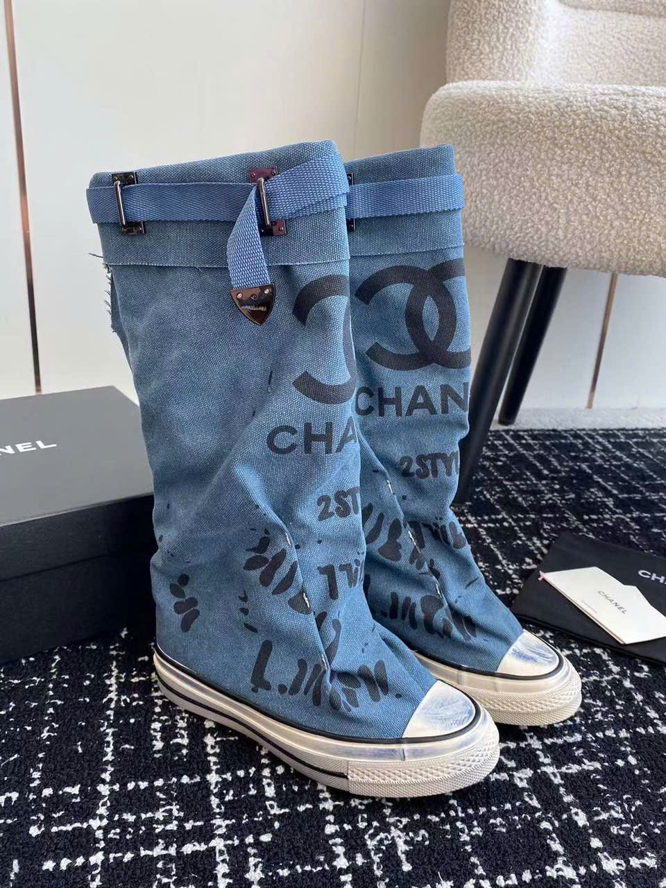 (1:1 replica) Chanel Coco Denim Boots