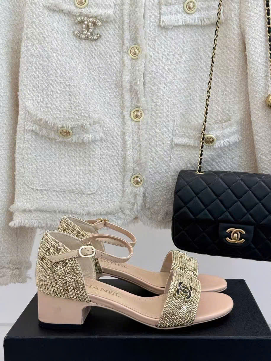 (1:1 replica) Chanel Vintages C Logo Women s Sandals 4cm