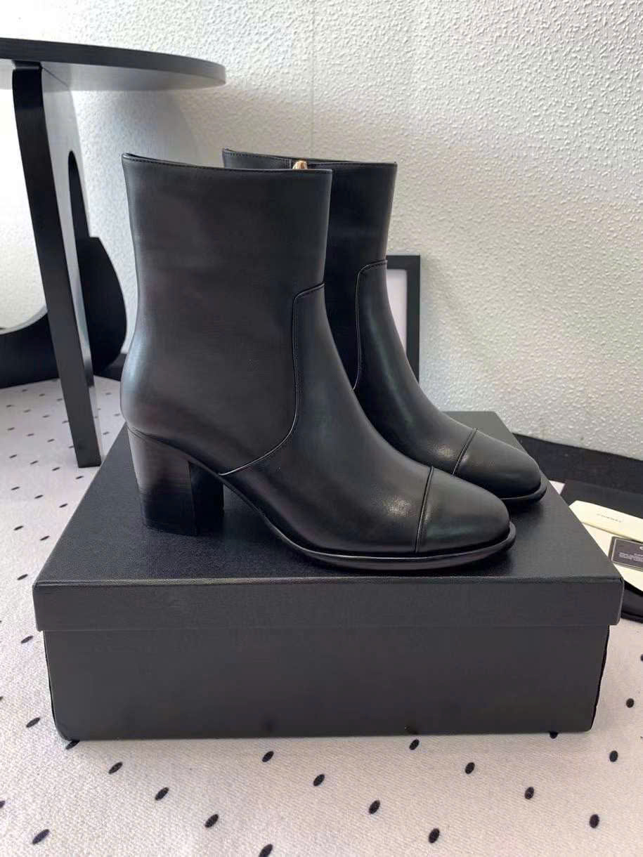 (1:1 replica) Chanel Leather Ankle Boots