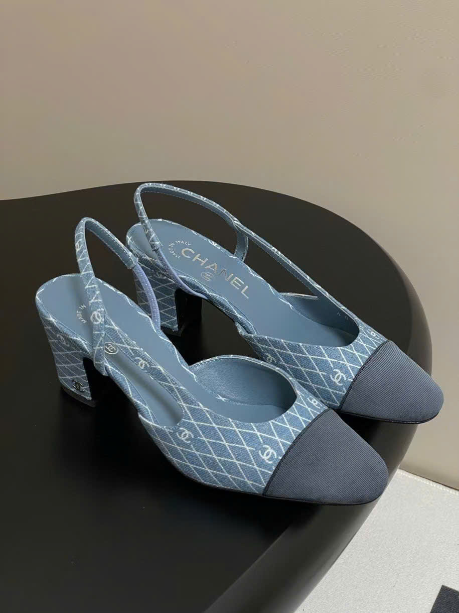 (1:1 replica) Chanel C Logo Slingbacks Shoes 6cm