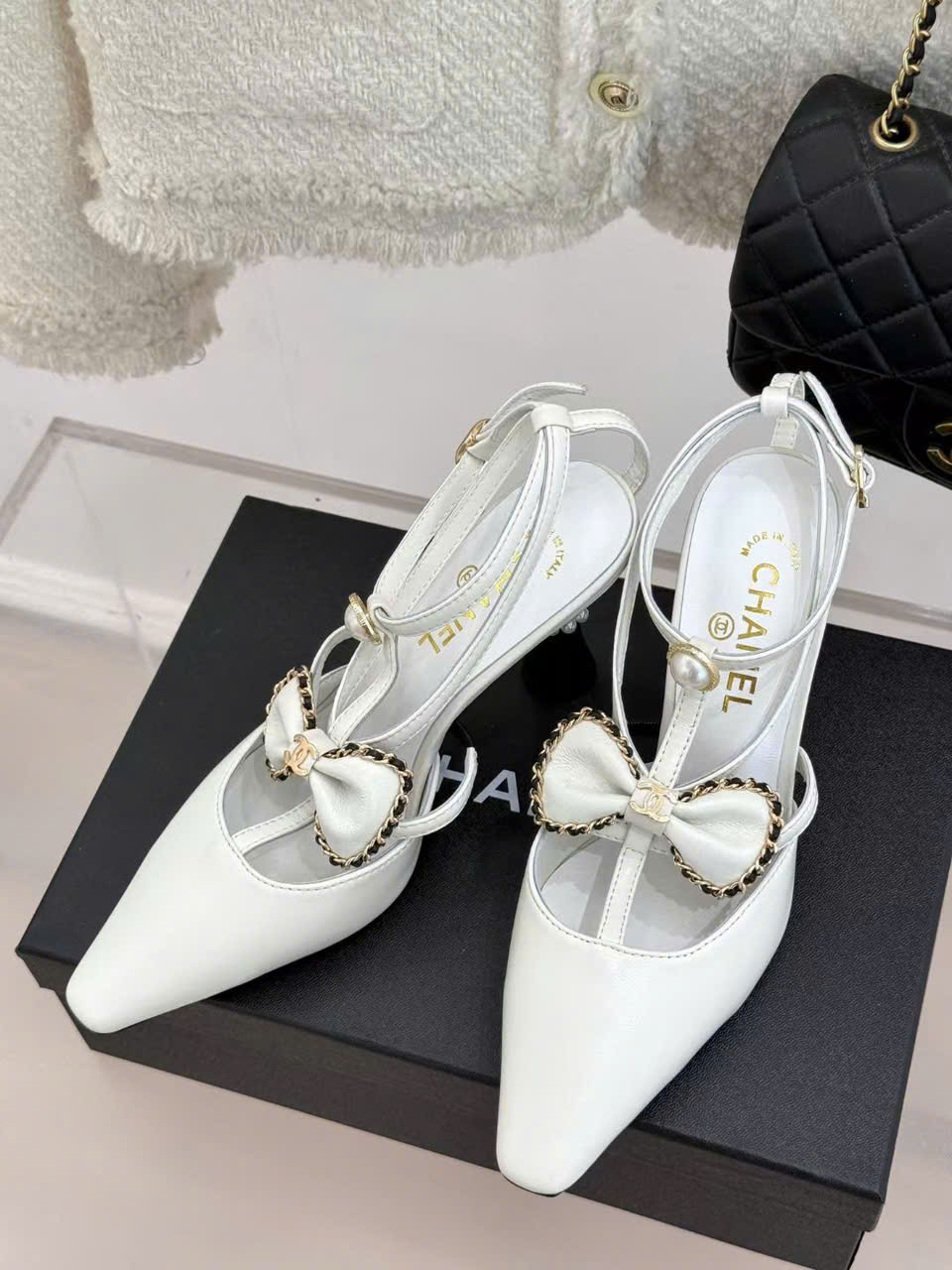 (1:1 replica) Chanel C Logo Vintages Shoes 8cm