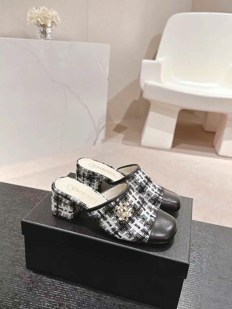 (1:1 replica) Chanel Open Back Shoes 6cm