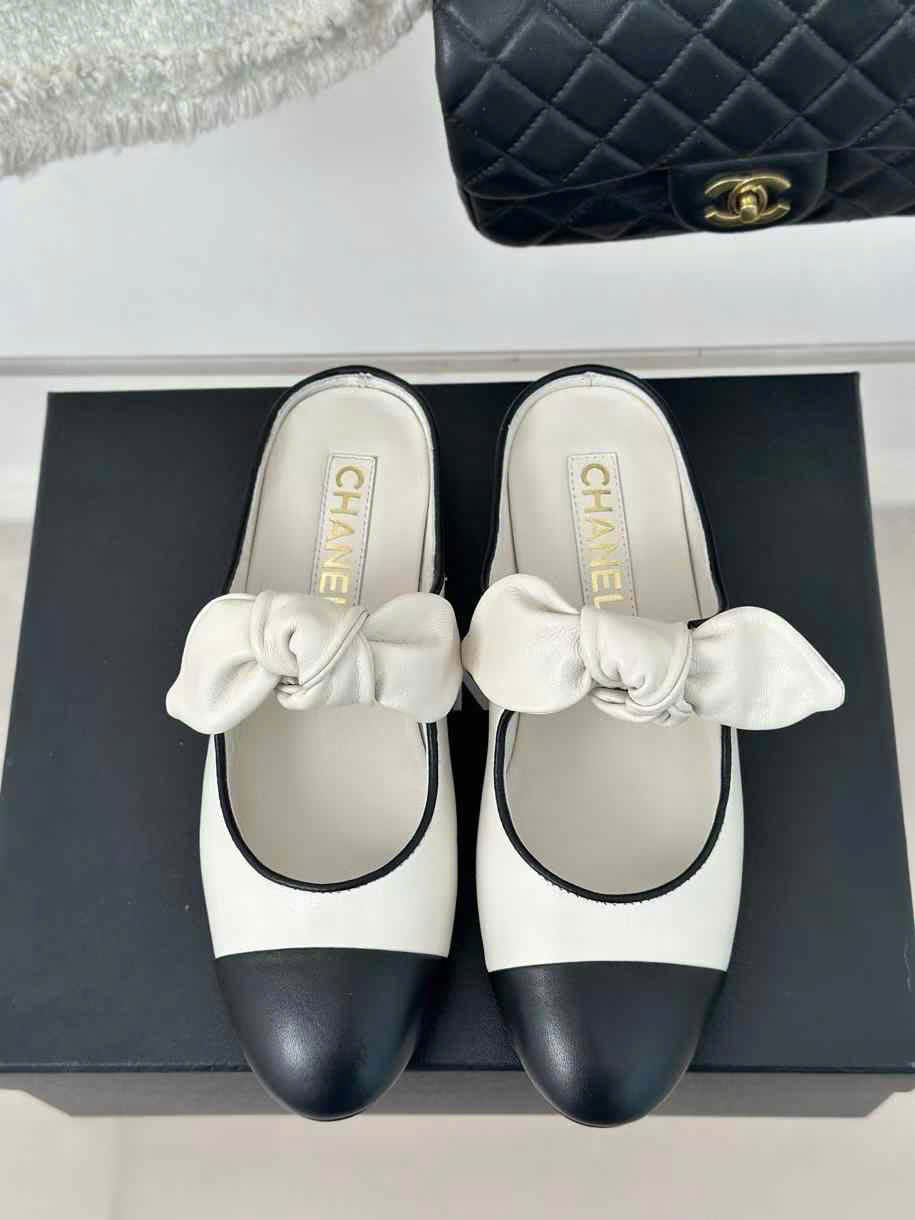 (1:1 replica) Chanel Leather Open Back Shoes
