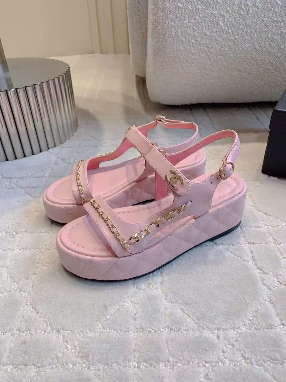 (1:1 replica) Chanel C Logo Wedges Women s Sandals 5cm
