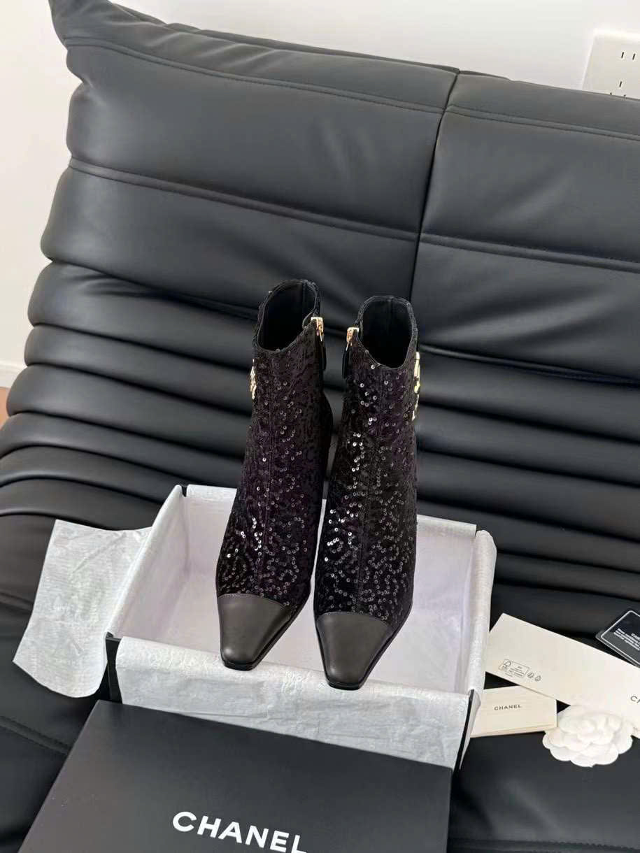(1:1 replica) Chanel Leather Boots C Logo