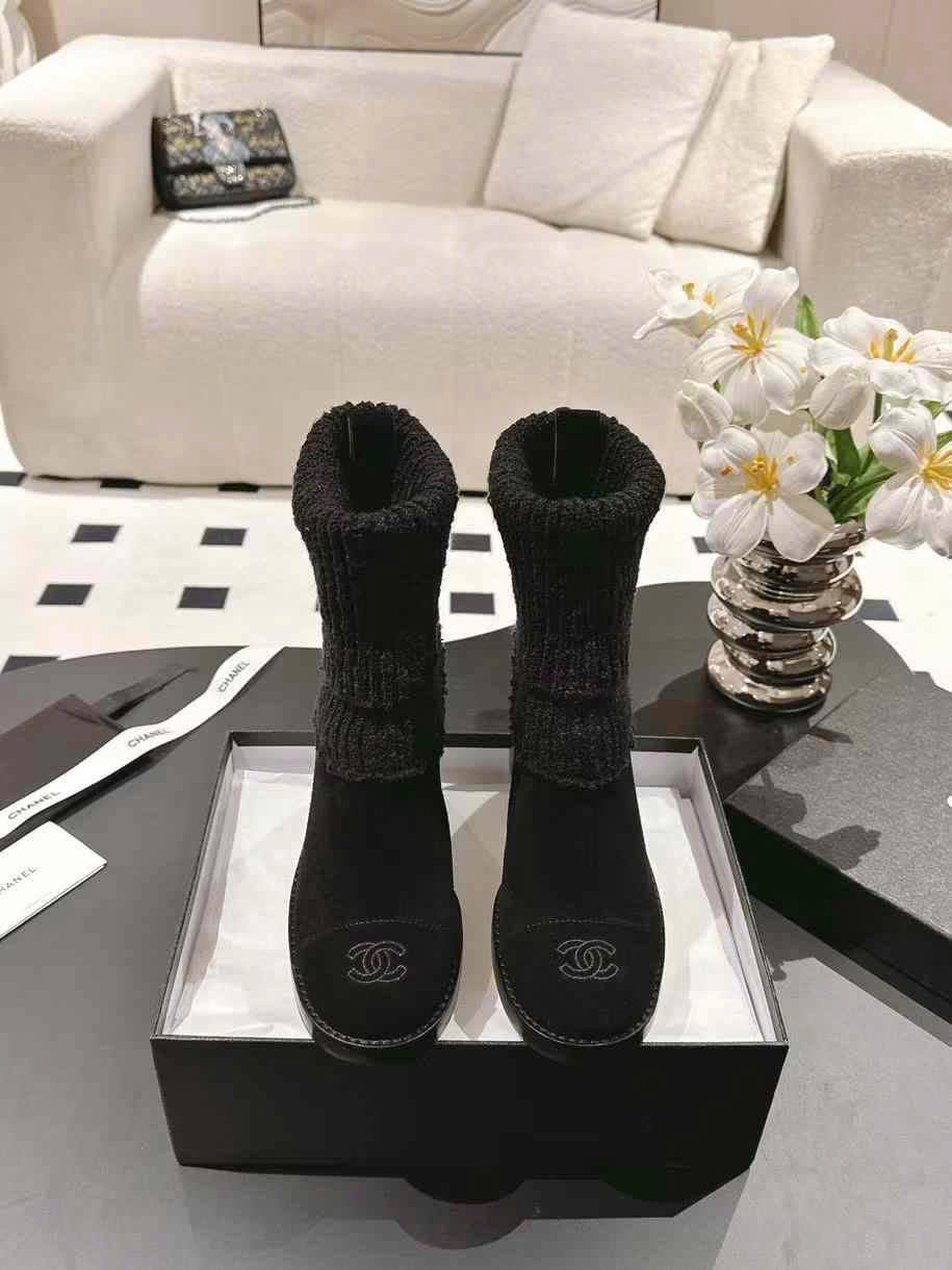 (1:1 replica) Chanel C Logo Ankle Boots