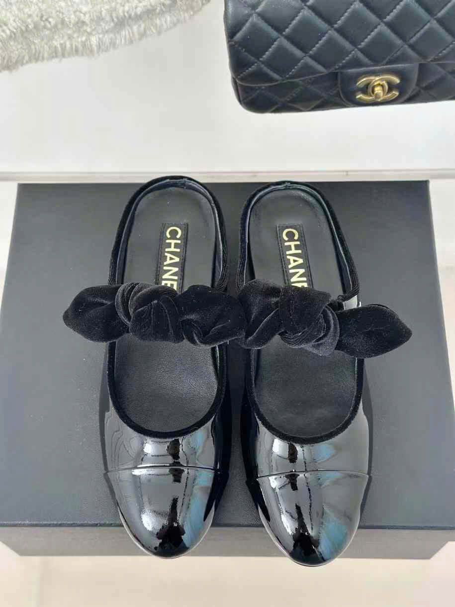 (1:1 replica) Chanel Leather Open Back Shoes