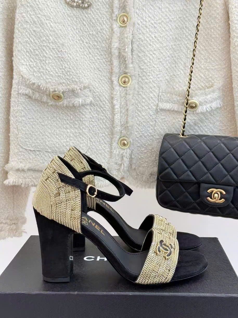 (1:1 replica) Chanel Vintages C Logo Women s Sandals 8.5cm