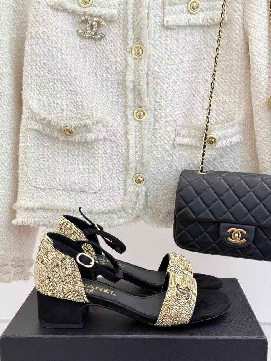 (1:1 replica) Chanel Vintages C Logo Women s Sandals 4cm