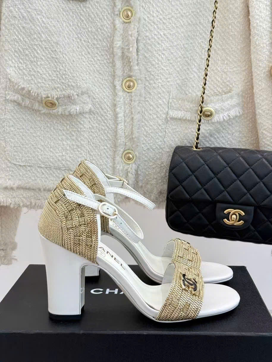 (1:1 replica) Chanel Vintages C Logo Women s Sandals 8.5cm