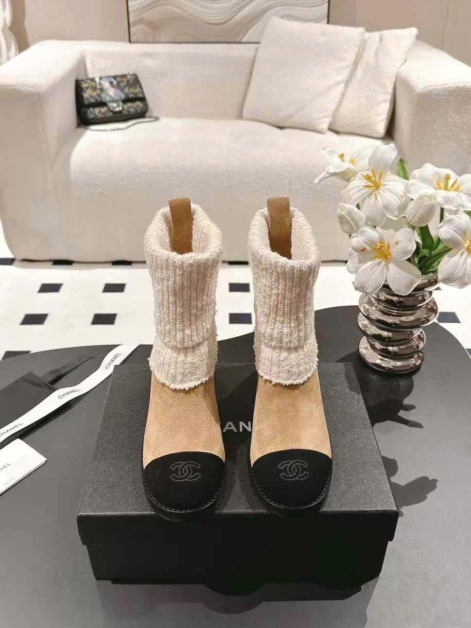 (1:1 replica) Chanel C Logo Ankle Boots