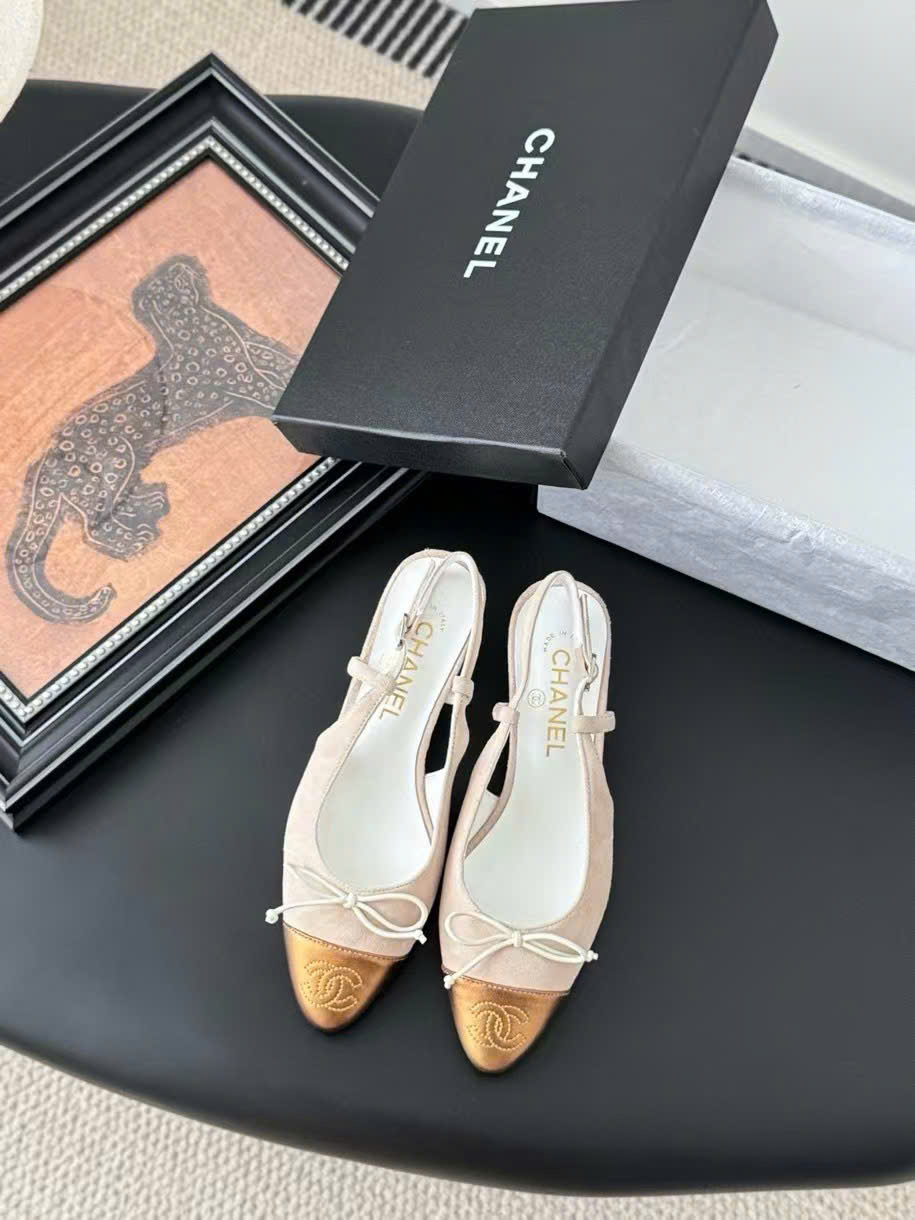 (1:1 replica) Chanel CLogo Slingback Women s Shoes 4cm