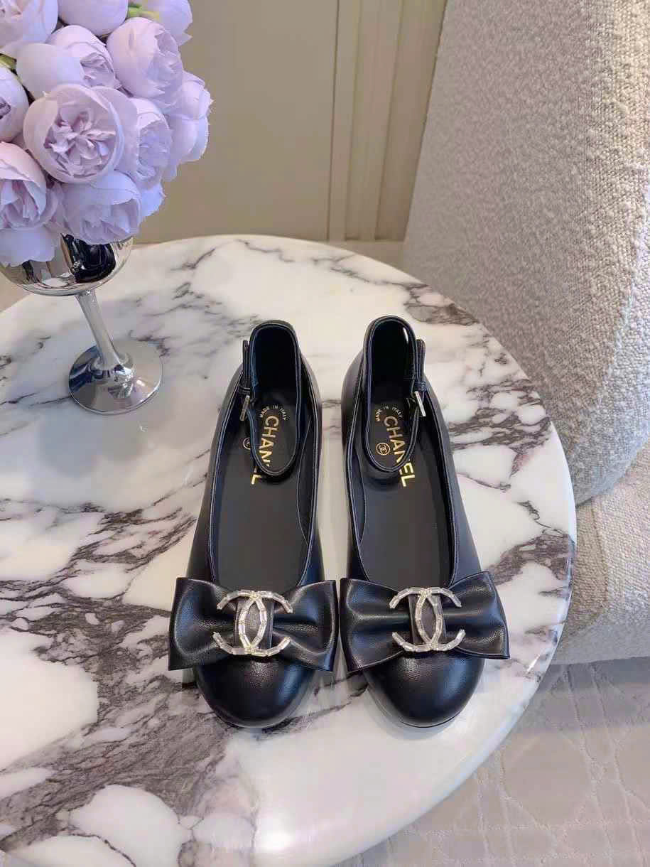 (1:1 replica) Chanel Leather Ballets Shoes