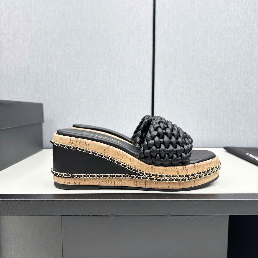 (1:1 replica) Chanel C Logo Women s Wedge Sandals