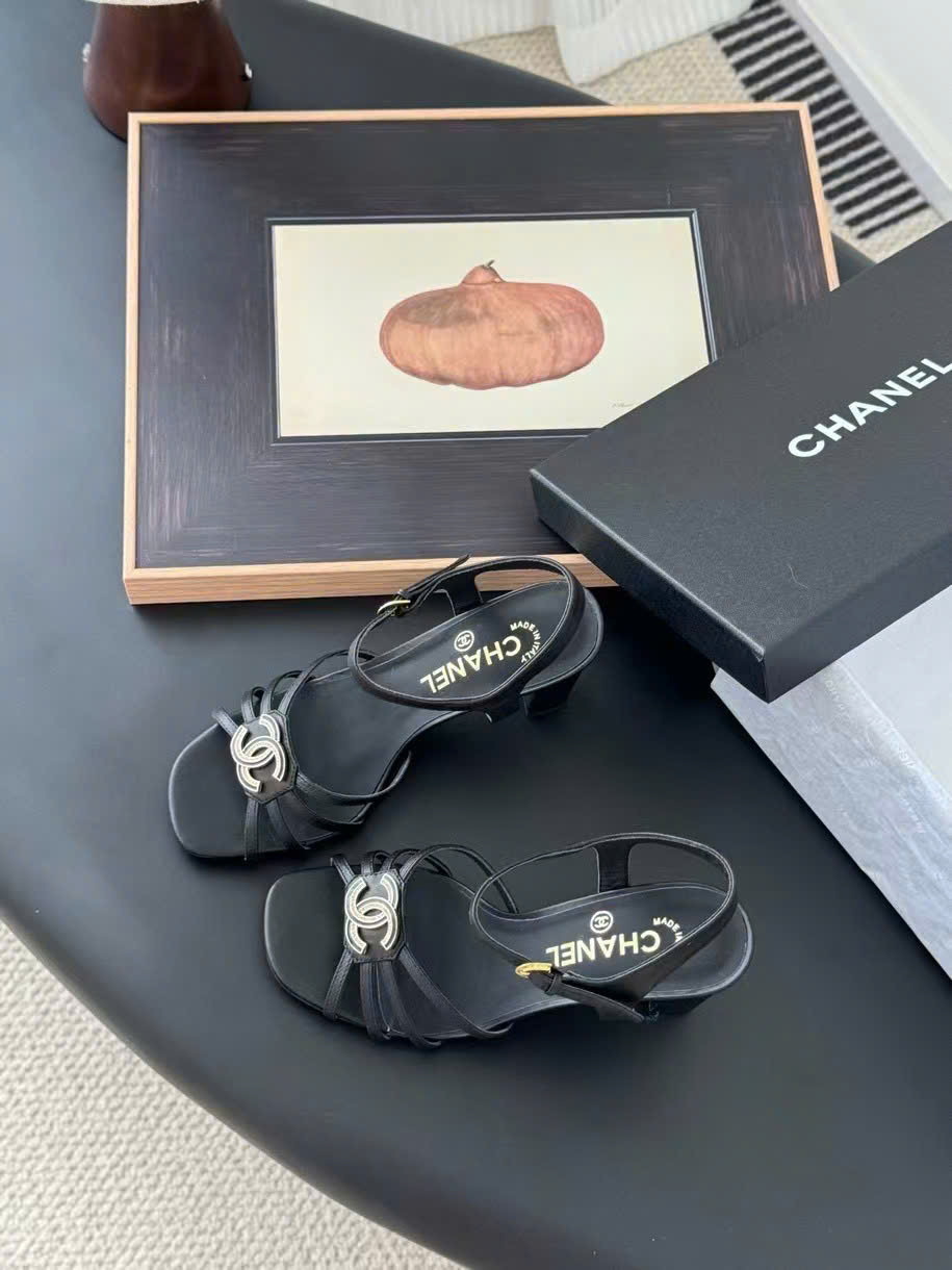(1:1 replica) Chanel C Logo Women s Sandals 8cm