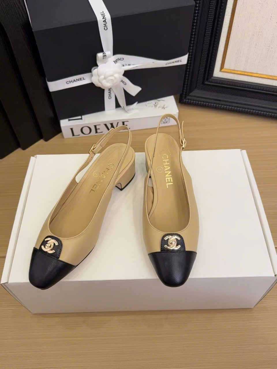 (1:1 replica) Chanel C Logo Slingback Shoes