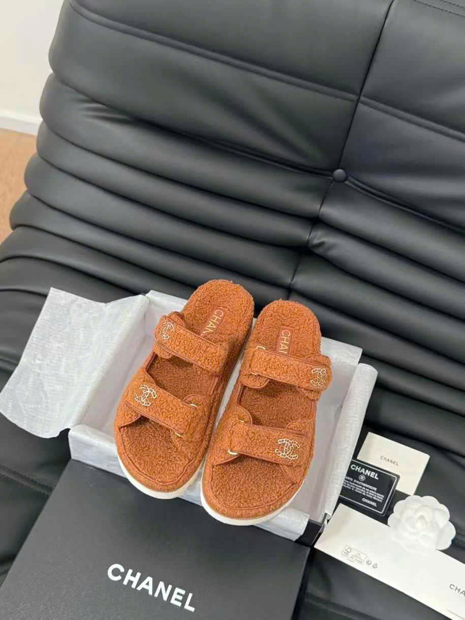 (1:1 replica) Chanel Wool Slipper Sandals