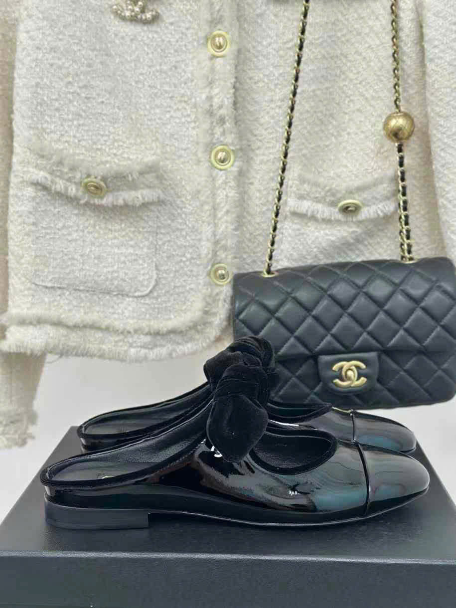 (1:1 replica) Chanel Leather Open Back Shoes