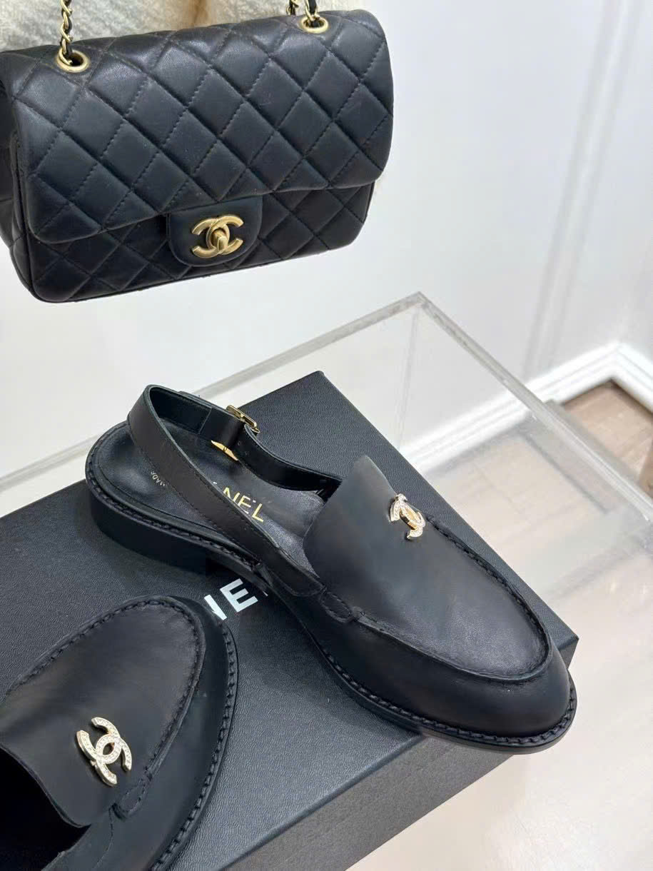 (1:1 replica) Chanel C Logo Slingback Leather Women s Shoes