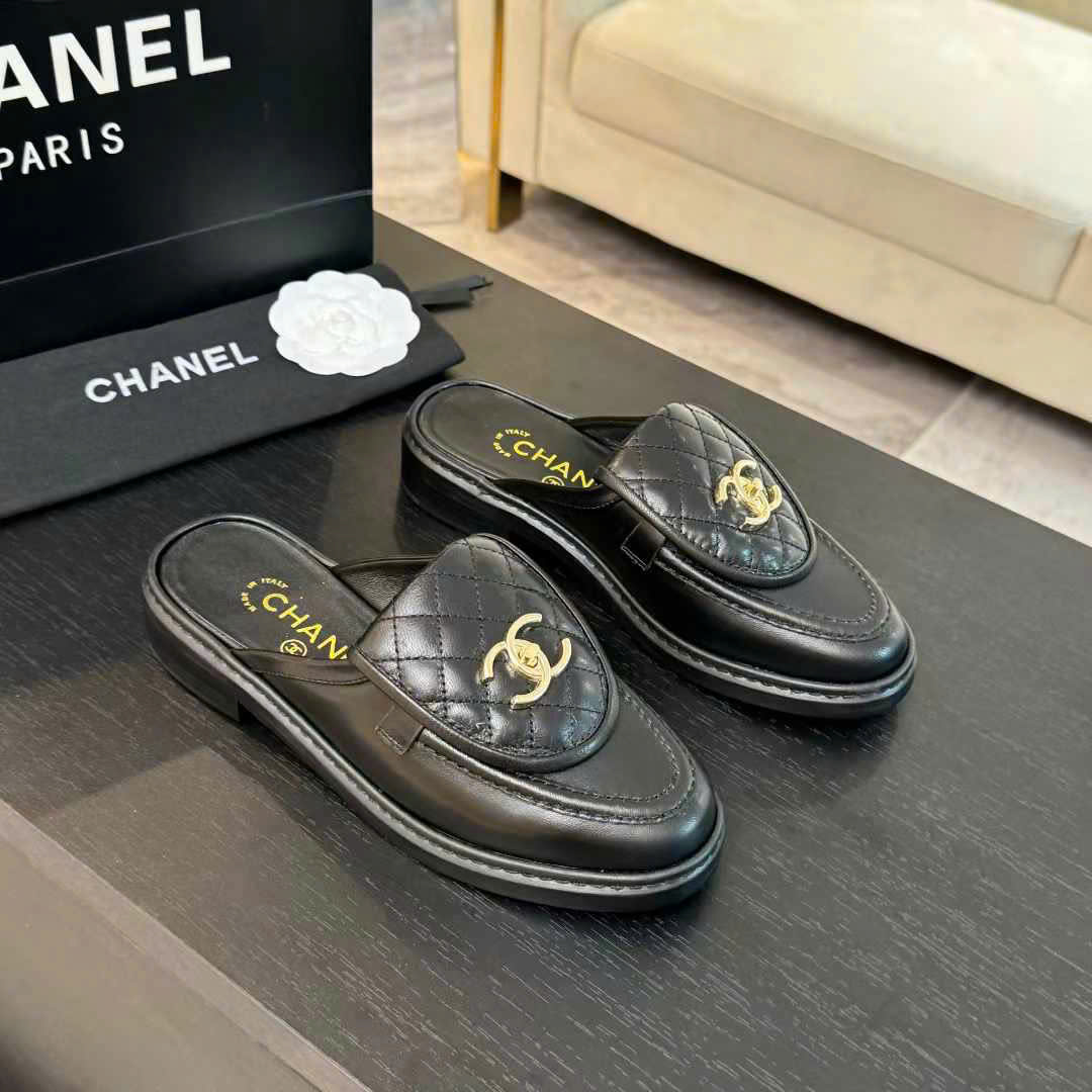 (1:1 replica) Chanel C Buckle Open Back Shoes