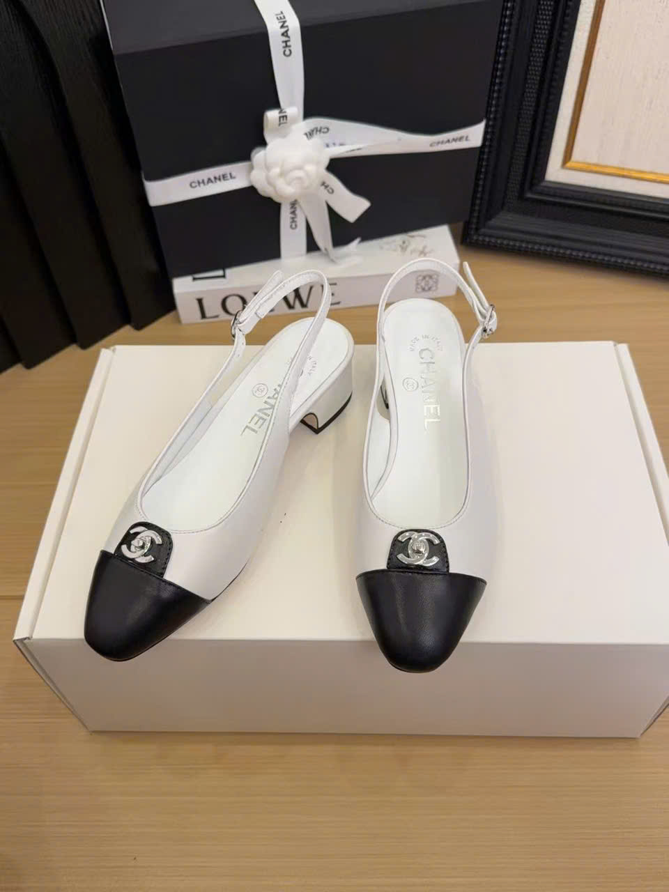 (1:1 replica) Chanel C Logo Slingback Shoes