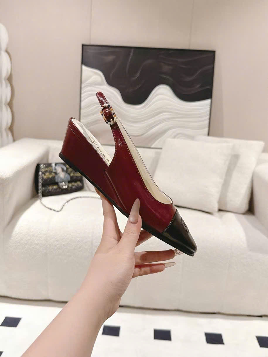 (1:1 replica) Chanel C Logo Vintage Slingback Shoes