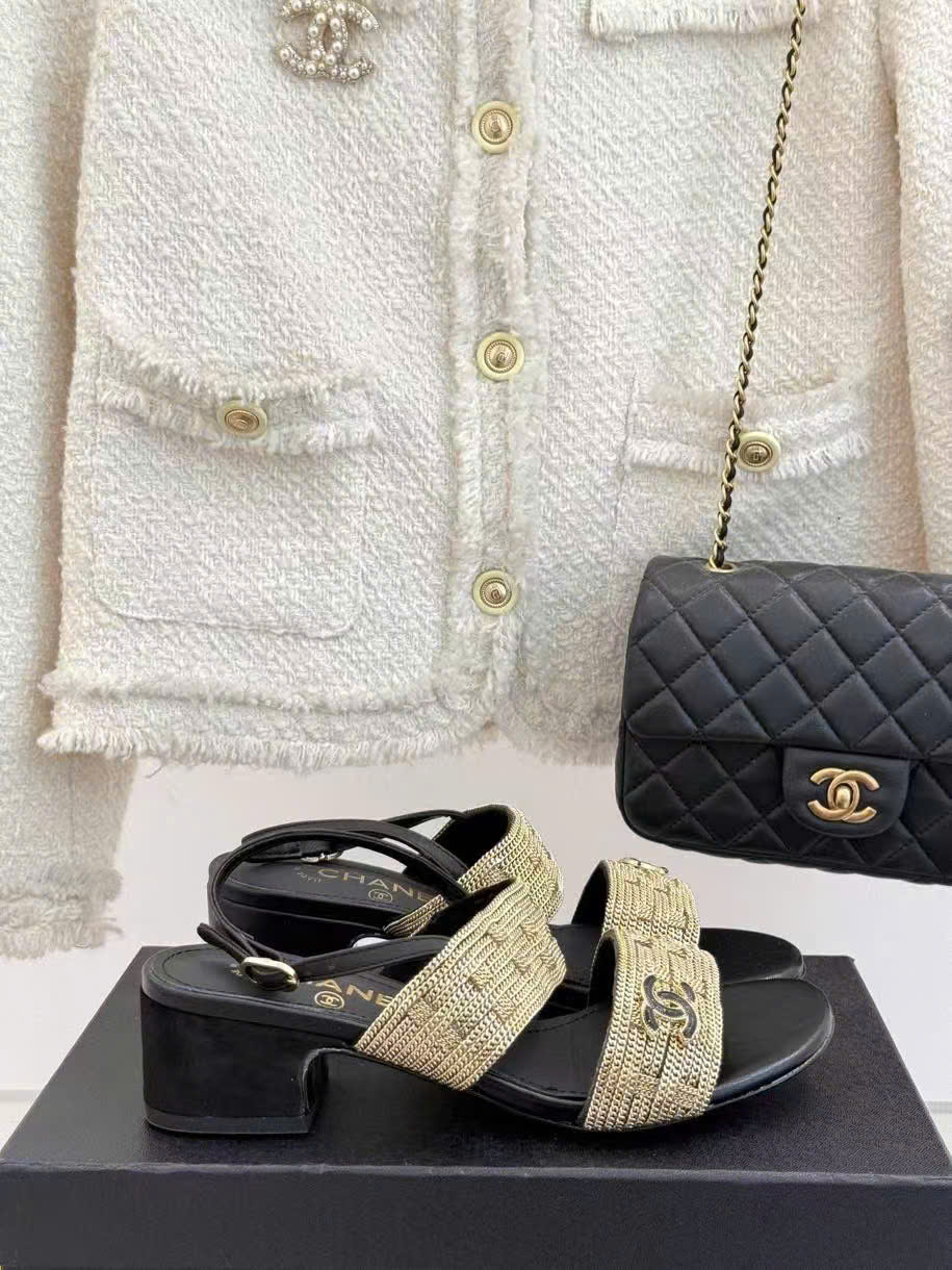 (1:1 replica) Chanel Vintages C Logo Women s Sandals 4cm